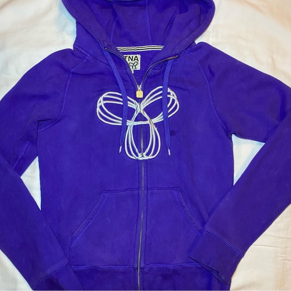 Purple TNA Mockneck Logo Zip Up Hoodie - Picture 2 of 8